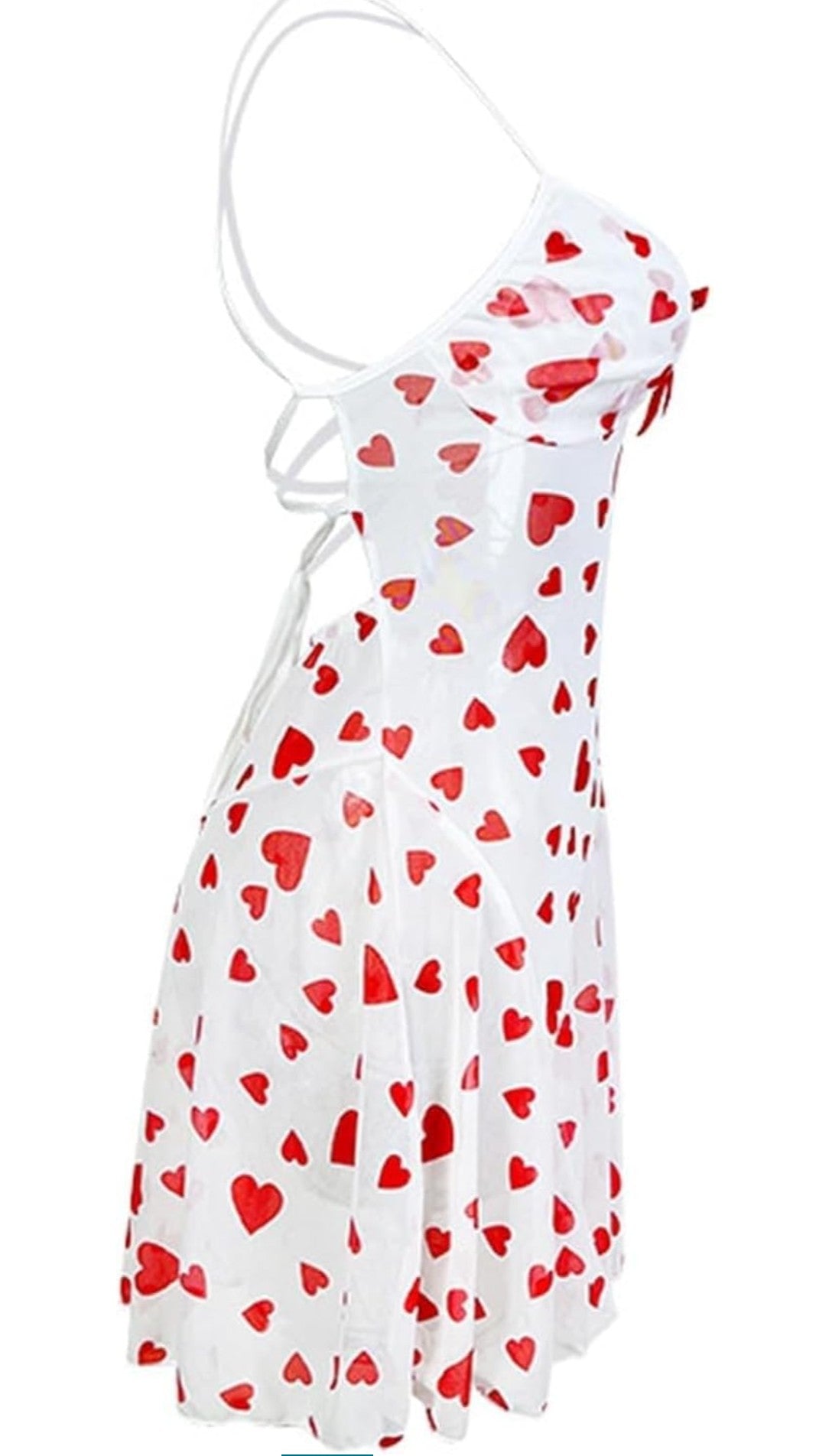 Heart Print Spaghetti Strap Mini Dress for Women | Valentine Heart Pattern Sleeveless Flowy Dress |Cute Red Heart Print A-Line Mini Dress