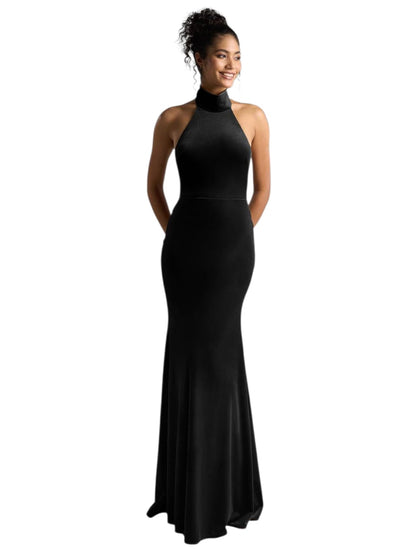 Elegant Black Halter Neck Bodycon Maxi Dress for Women