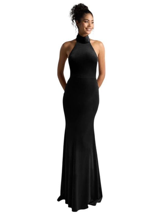 Elegant Black Halter Neck Bodycon Maxi Dress for Women