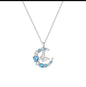 Elegant Moon Butterfly Crystal Pendant Necklace