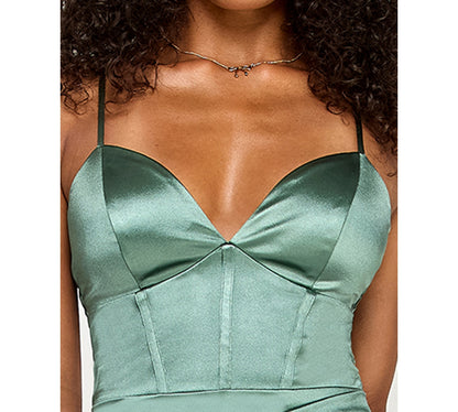Sage Satin Elegance | Emerald Whisper Midi | Modern Muse Cocktail Dress | Silken Evening Glam | Satin Grace in Sage
