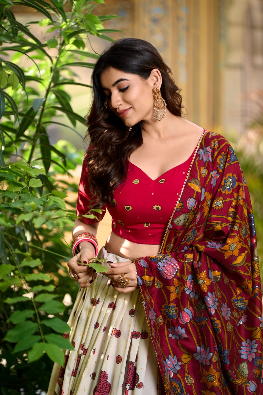 Crimson Garden Elegance | Royal Floral Lehenga Set | Heritage Bloom Ensemble