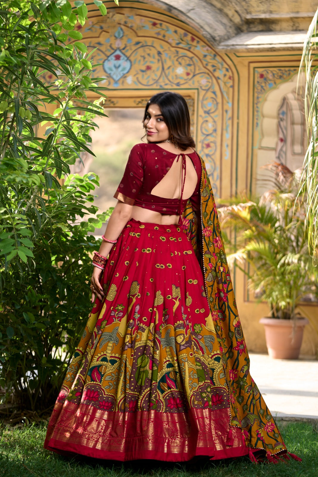 Crimson Garden Elegance | Royal Floral Lehenga Set | Heritage Bloom Ensemble