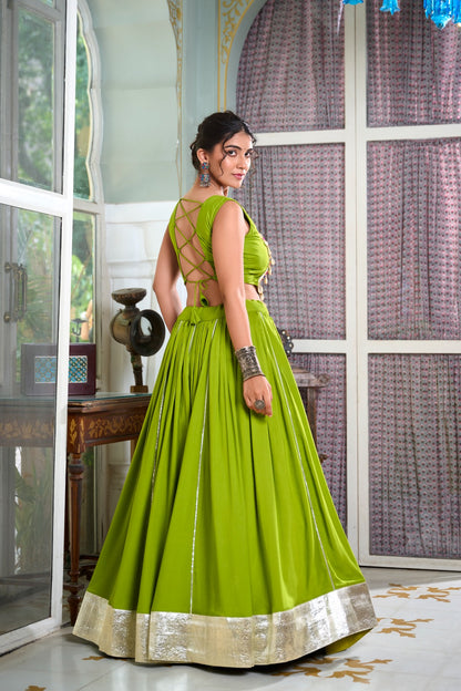 Lime Green Festive Elegance | Royal Green Lehenga Charm | Emerald Ethnic Grace